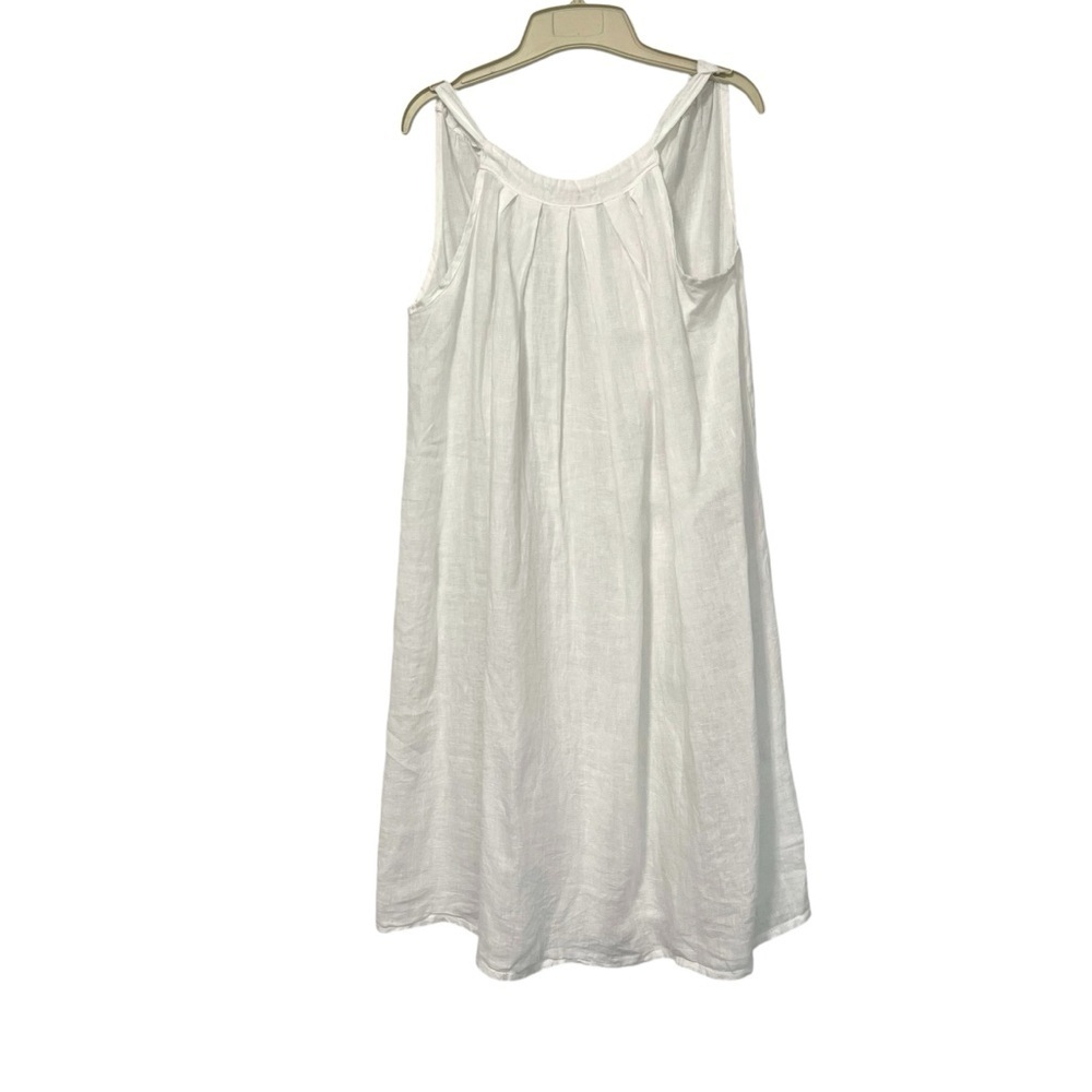 Ambra White Linen Relaxed Fit Halter Neck Dress Size Medium Beachy Resortwear
